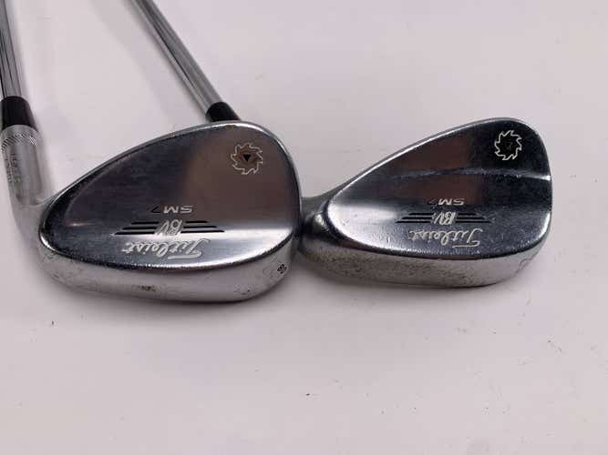 Titleist Vokey SM7 Tour Chrome Wedge Set 52* 8 56* 8 Wedge Mens RH Midsize Grips