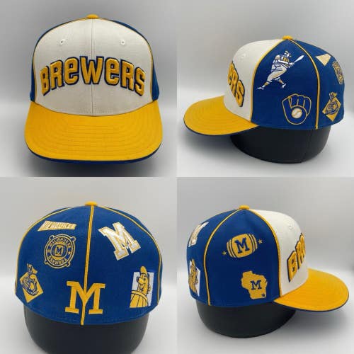 Milwaukee Brewers Retro Logos Cap Fitted 7 5/8 Cooperstown Collection Barrelman