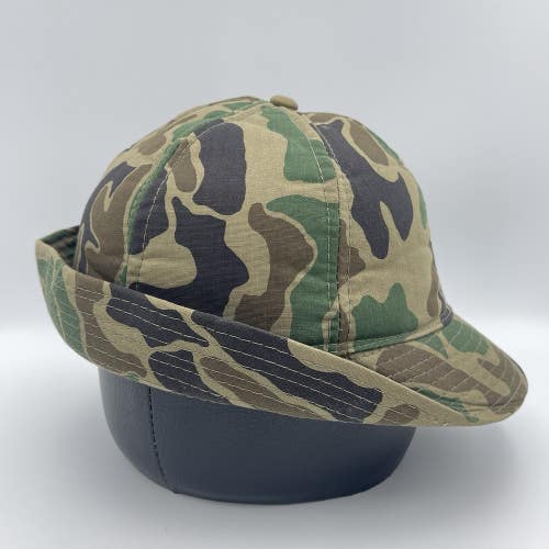 Vintage Jones Style Camouflage Hunting Bucket Hat Ear Covers Foam Lined Sz Large