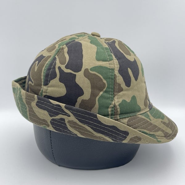 Vintage Jones Style Camouflage Hunting Bucket Hat Ear Covers Foam Lined Sz Large