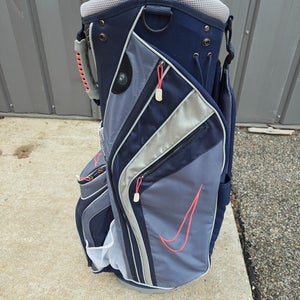 Nike Ladies Pink Blue 14-Way Golf Cart Bag w Raincover