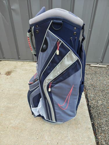 Nike Ladies Pink Blue 14-Way Golf Cart Bag w Raincover