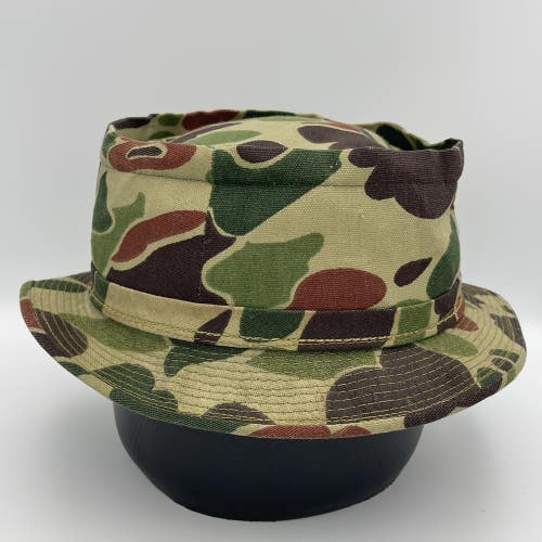 Vintage 80s Frog Skin Duck Camo Hunting Fishing Army Military Bucket Jones Hat
