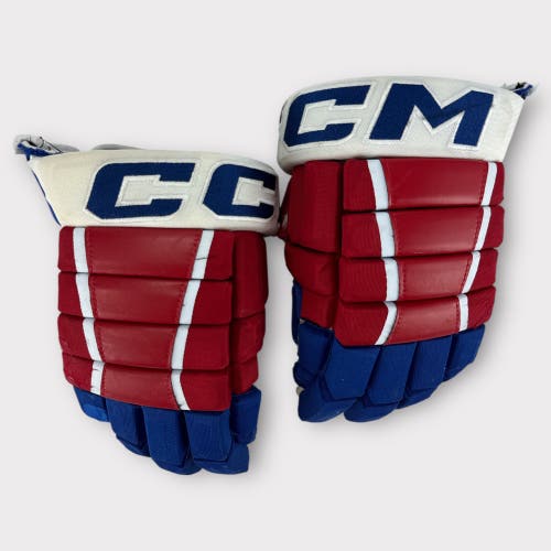 Pro Stock Used 14" CCM 4-Roll Rochester Americans Hockey Gloves