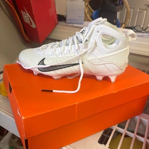 White Unisex Size M 8.5 (W 9.5) Adult Nike Huarache 9 Elite Mid Mid Top Molded Cleats (New)