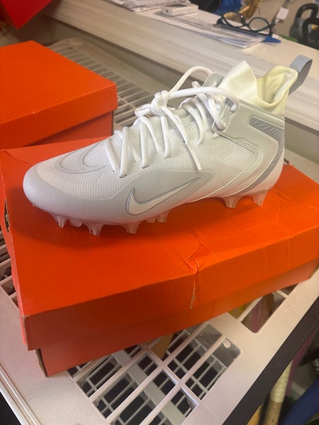 White Unisex Size M 8.5 (W 9.5) Adult Nike Alpha Huarache 8 Elite Mid Top Molded Cleats (New)