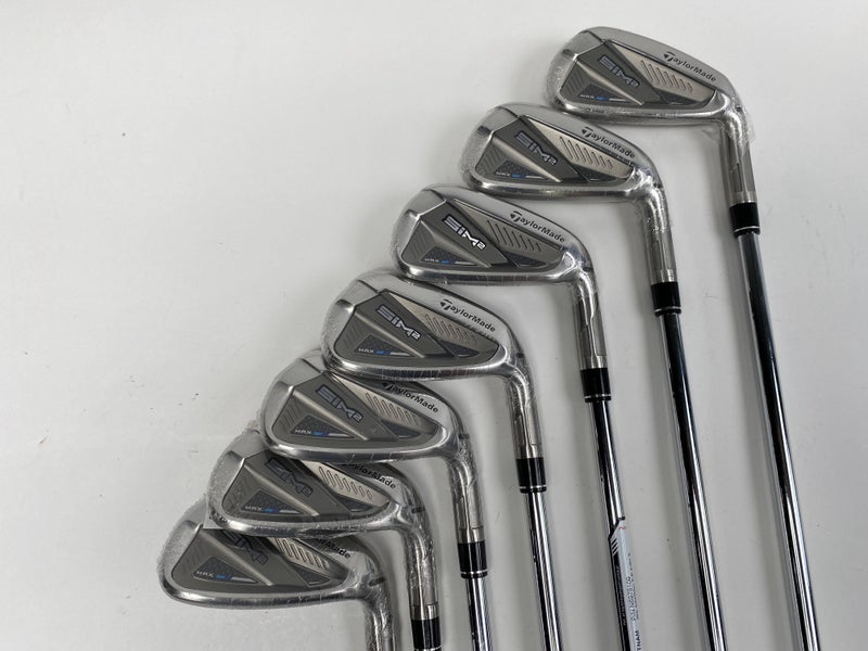 TaylorMade SIM2 MAX Iron Set 5-PW+AW KBS Max MT 85g Stiff Steel Mens RH NEW