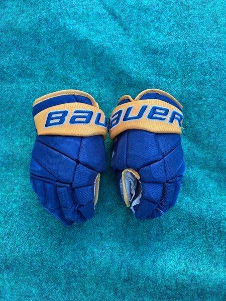 Blue & Yellow Senior Bauer Vapor Team Pro  Gloves 13" (Used)