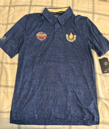 Edmonton Oilers team issued heritage classic polo rare. New with tags