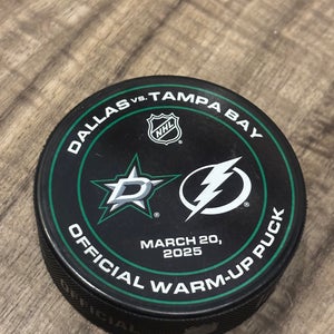 Dallas Stars vs Tampa Bay Lightning NHL Official Warm Up Hockey Puck 3/20/2025