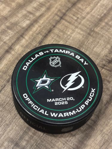 Dallas Stars vs Tampa Bay Lightning NHL Official Warm Up Hockey Puck 3/20/2025