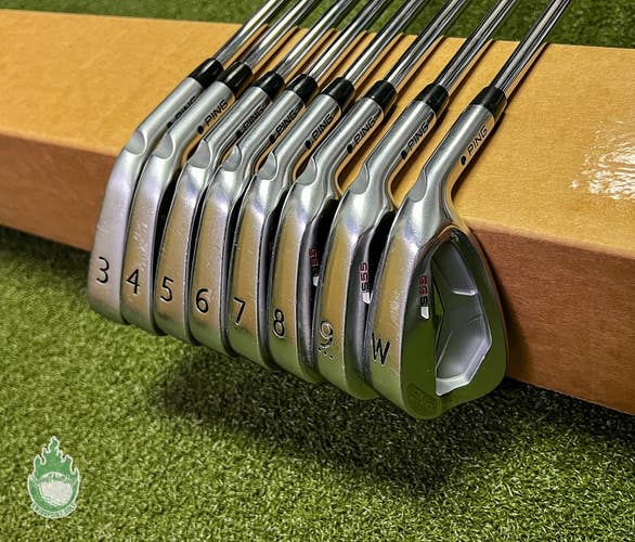 Used RH Ping Black Dot S55 Irons 3-PW CFS Stiff Flex Steel Golf Club Set