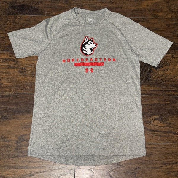 Northeastern Huskies NCAA Under Armour Team Logo Workout Loose Tee Shirt Sz Sm