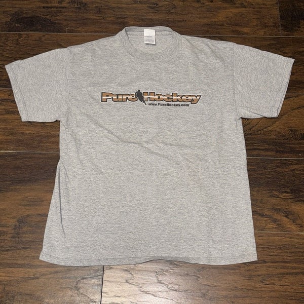 Pure Hockey  Vintage Sportswear Hockey Store Graphic Gray Logo Tee Shirt Size Lg