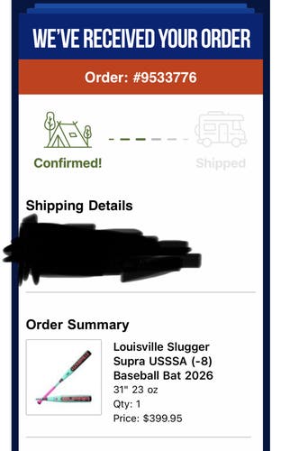 2026 Louisville Slugger USSSA Certified Bat (-8) 24 oz 31" (New)
