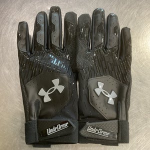 Used Under Armour CLEAN UP BB/SB Batting Gloves Black MD 11614-S000221185