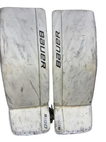 Used Bauer SUPREME Goalie Leg Pads Senior White 32" 11847-S000029319