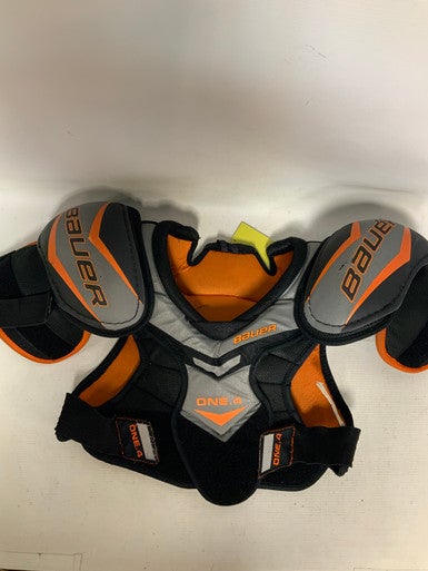 Used Bauer ONE 4 Junior Shoulder Pads Black And Orange MD 11823-S000034033