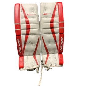 Used Bauer REACTOR 7000 28+1 Goalie Leg Pads Inter White And Red 28" 11823-S000034019