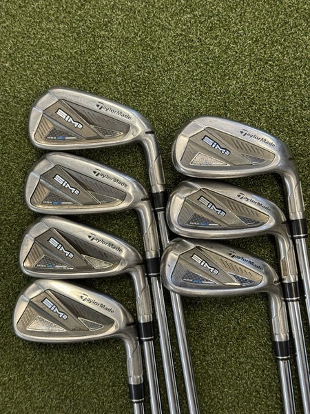 TAYLORMADE SIM2 MAX IRONS 7 PC SET 5-PW,AW KBS 85 STEEL STIFF