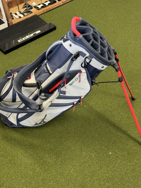Mizuno BR-DX Stand bag 14 way Divider Top Navy /Grey/ Red W Raincover