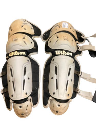 Used Wilson YTH SHIN GUARDS Catchers Leg Guards Grey Youth 11884-S000051606