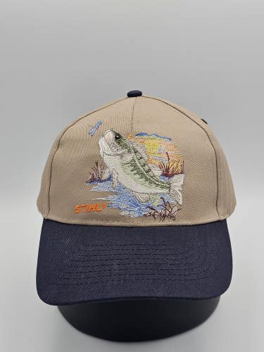 NEW Vintage Stihl Wildlife Largemouth Bass Fishing Promo 2004 Hat Cap Strapback