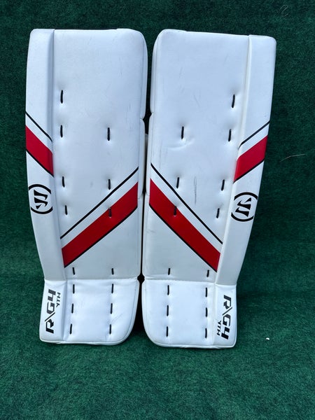 White & Red Youth Warrior Ritual G4 Goalie Leg Pads (Used) | 23” + 0.5”