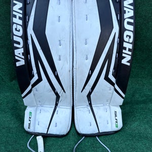 White & Black Youth Vaughn SLR3 Goalie Leg Pads (Used) | 24”+ 2”