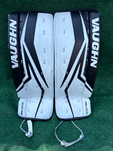 White & Black Youth Vaughn SLR3 Goalie Leg Pads (Used) | 24”+ 2”
