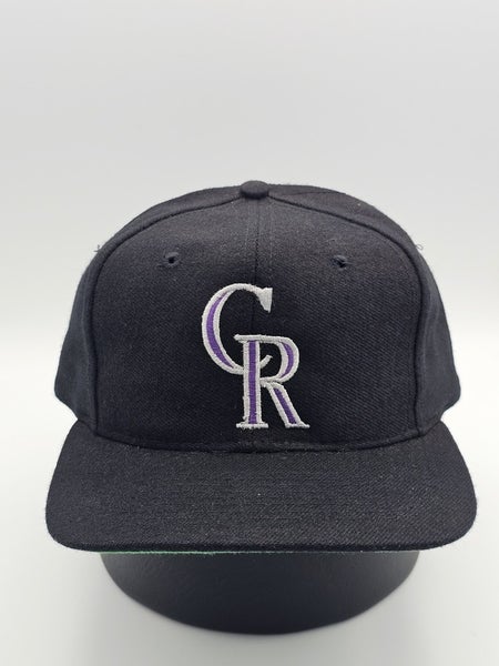 NEW Vintage Colorado Rockies MLB Sports Black Dome Wool Blend Hat Vtg Snapback
