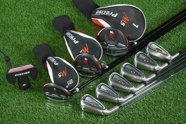 PRECISE M5 10pc. MENS GOLF SET 1W,3W,4H,5-PW, PUTTER REGULAR LH W/ HEADCOVERS!!