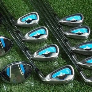 MENS GOLF SET 13pc. AFFINITY 1W, TOUR EDGE 3W,5W, XP 9 3-PW,SW,PUTTER STIFF RH