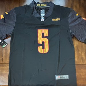 Washington Commanders Jayden Daniels #5  Adult Large Black Jersey