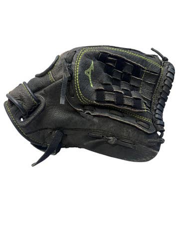 Used Mizuno MMX 1205 RH Throw Fastpitch Gloves Black And Neon Green 12" 11835-S000198082