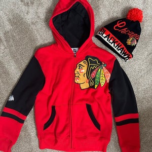 Blackhawks Boys Medium Hoodie & Winter Hat (Used)
