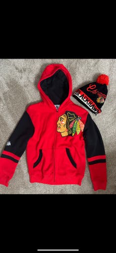 Blackhawks Boys Medium Hoodie & Winter Hat (Used)