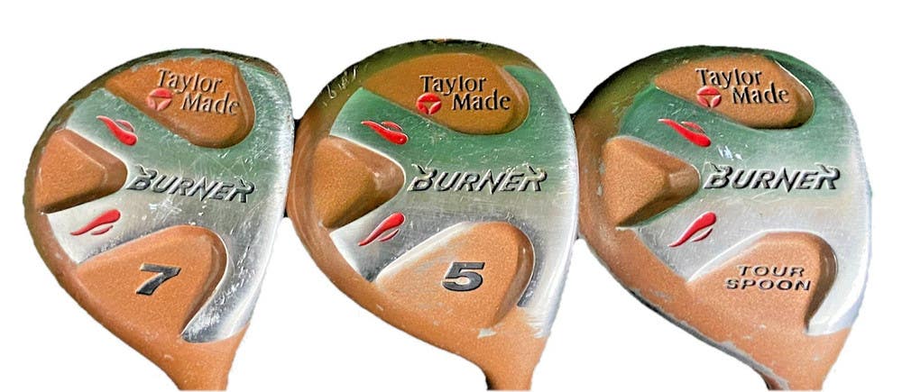 TaylorMade Burner Bubble Wood Set Tour Spoon,5W,7W RH S-90 Stiff Flex Nice Grips