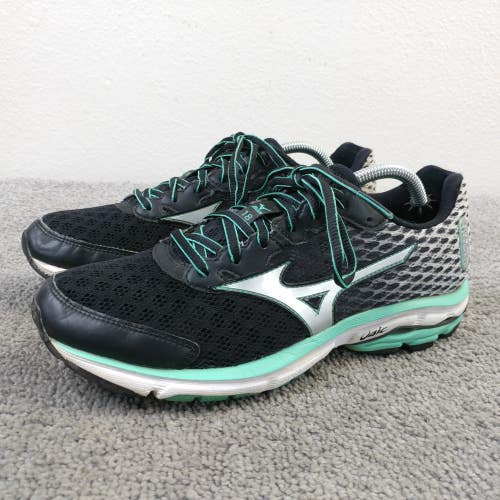 Mizuno Wave Rider 18 Womens Size 8 Running Shoes Low Sneakers Black Teal Green
