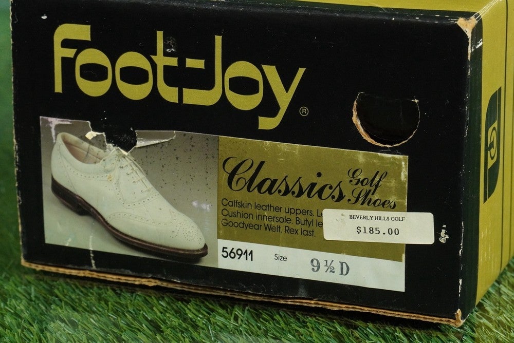 FOOTJOY CLASSICS WINGTIP GOLF SHOES MENS 9.5D, WHITE ~ 56911 ~ NEW