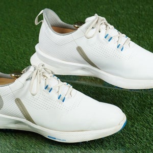 FOOTJOY FUEL GOLF SHOES MENS 9.5M SPIKELESS, WHITE / BLUE ~ 55440