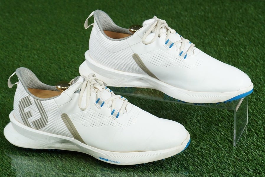 FOOTJOY FUEL GOLF SHOES MENS 9.5M SPIKELESS, WHITE / BLUE ~ 55440