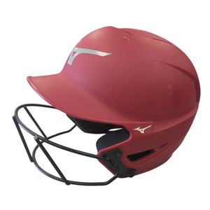 Used Mizuno F6-BT HELMET 7 3/8 - 8 1/8 RED Batting Helmet w/Mask Red XL 11862-S000090590