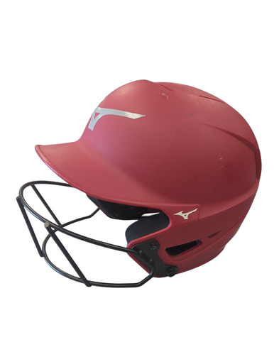 Used Mizuno F6-BT HELMET 7 3/8 - 8 1/8 RED Batting Helmet w/Mask Red XL 11862-S000090590
