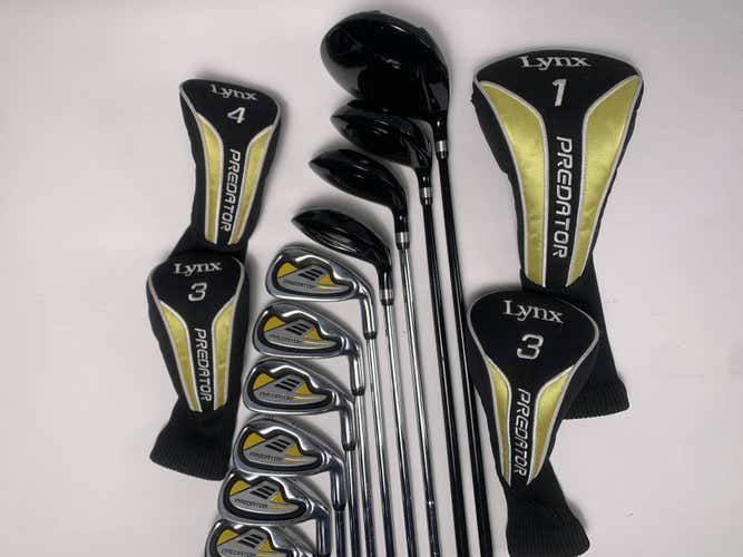 Lynx Predator Club Set Driver 3W 3H 4H 5-PW Putter Graphite & Steel Mens RH HC