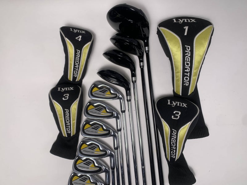 Lynx Predator Club Set Driver 3W 3H 4H 5-PW Putter Graphite & Steel Mens RH HC