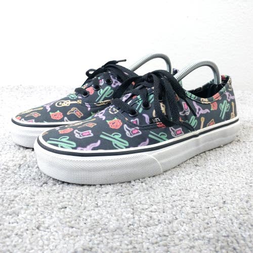 VANS Authentic Womens Size 6.5 Shoes Black Canvas Neon Lights Western Sneaker