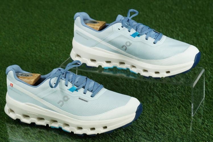ON CLOUDVISTA 2 WATERPROOF SHOES TRAIL WOMENS 9, ARTIC & IVORY ~ WORN ONCE!!