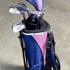 Top Flite XLj Club Set Driver 5W 5H 7 & 9 SW Putter Junior Girls RH HC +Bag