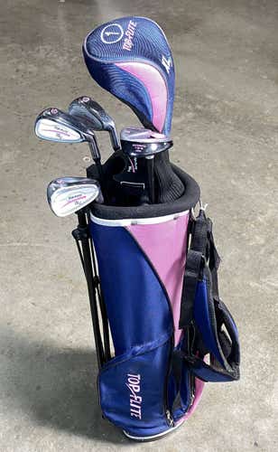 Top Flite XLj Club Set Driver 5W 5H 7 & 9 SW Putter Junior Girls RH HC +Bag